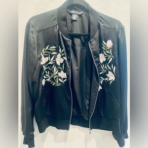 Floral Embroidered Bomber